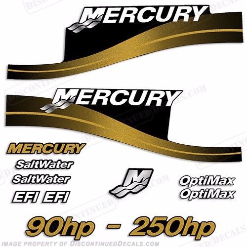 Mercury custom metallic gold decal kit,90,115,125,135,140,150,175,200,225,250