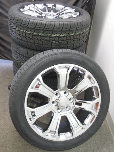 22&#034; new gmc yukon sierra true chrome wheels 305-40-22 nexen tires 5660