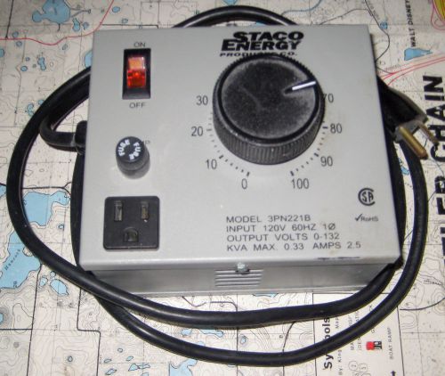 Staco energy products  3pn221b  variable transformer, plug in, 120 vac, 132 vac,