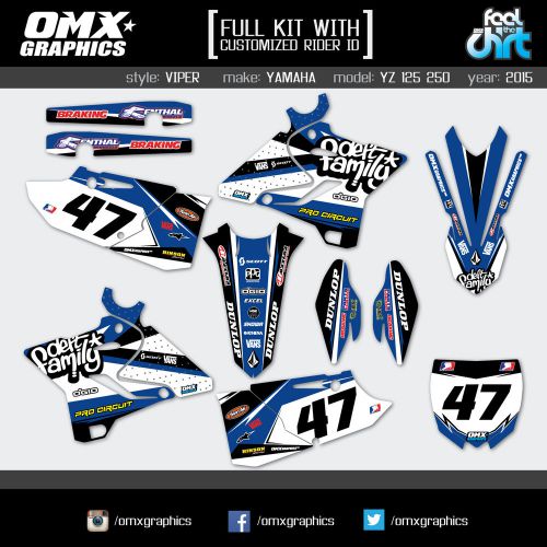 Yamaha yz125 yz250 2-stroke stickers decals graphics kit 2015 - 2016 viper