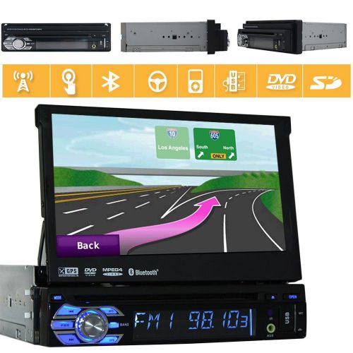 Single 1 din 7&#034; in dash car stereo gps touch screen cd dvd player bluetooth usb