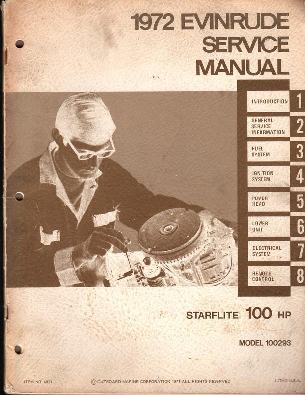 1972 evinrude outboard motor starflite 100 hp service manual (974)