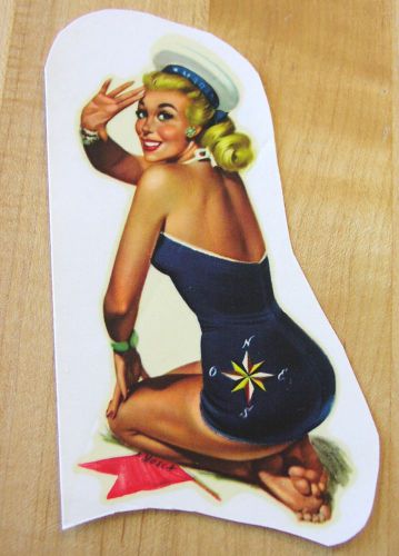 Original 60s pin-up water slide decal sexy f mosca sailor girl lambretta scooter
