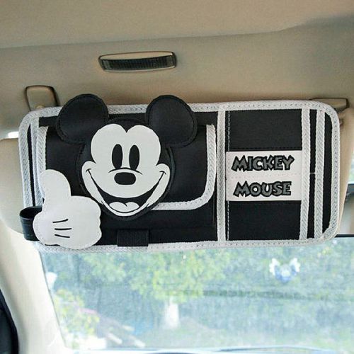 Multi pocket cd card note organizer holder for car sun visor shade mickey mouse