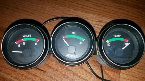 Volvo penta , set of three matching guages  oil pressure/ volt / temp / oem.