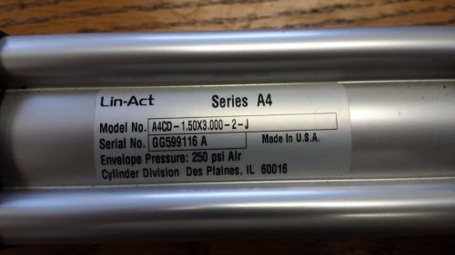 Lin-act air cylinder  series a4  a4cd-1.5x3.00-2-j 250 psi