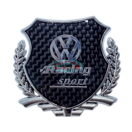 2pcs carbon fiber side silver emblem badge sticker for cc beetle eos golf jetta