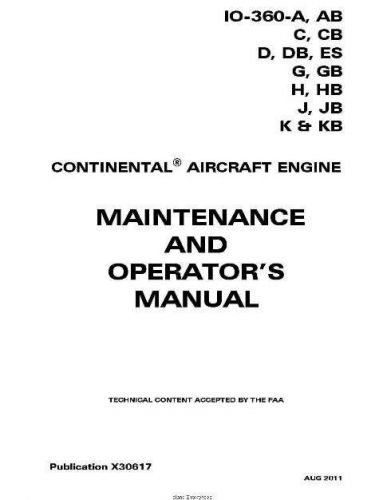 Continental io-360 maintenance and operators manual  x30617