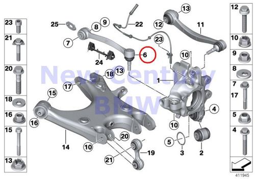 2 x bmw genuine rear axle support/wheel suspension steering arm with ball joint