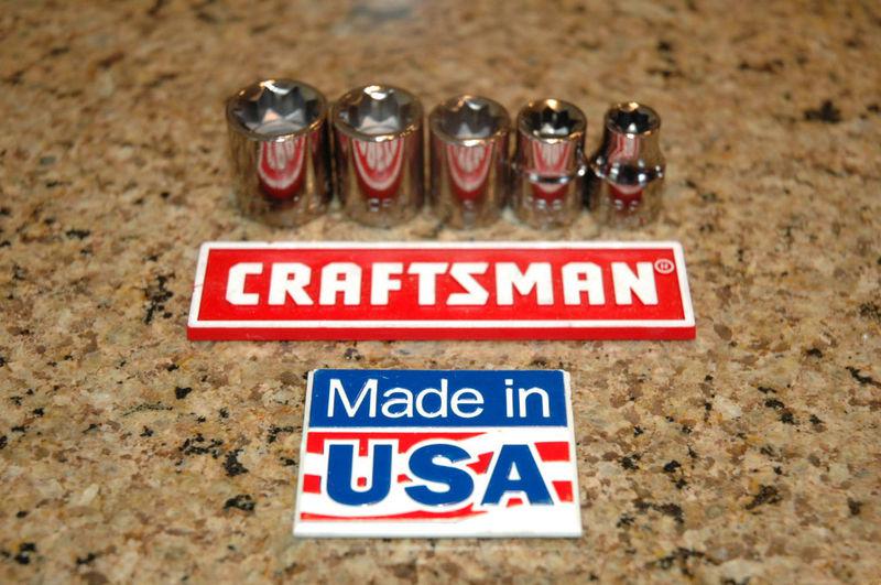 New craftsman tools-5 piece 3/8 inch drive eight point socket set