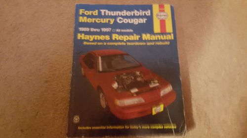 Haynes 36086 ford thunderbird mercury cougar 1989 thru 1997 repair manual