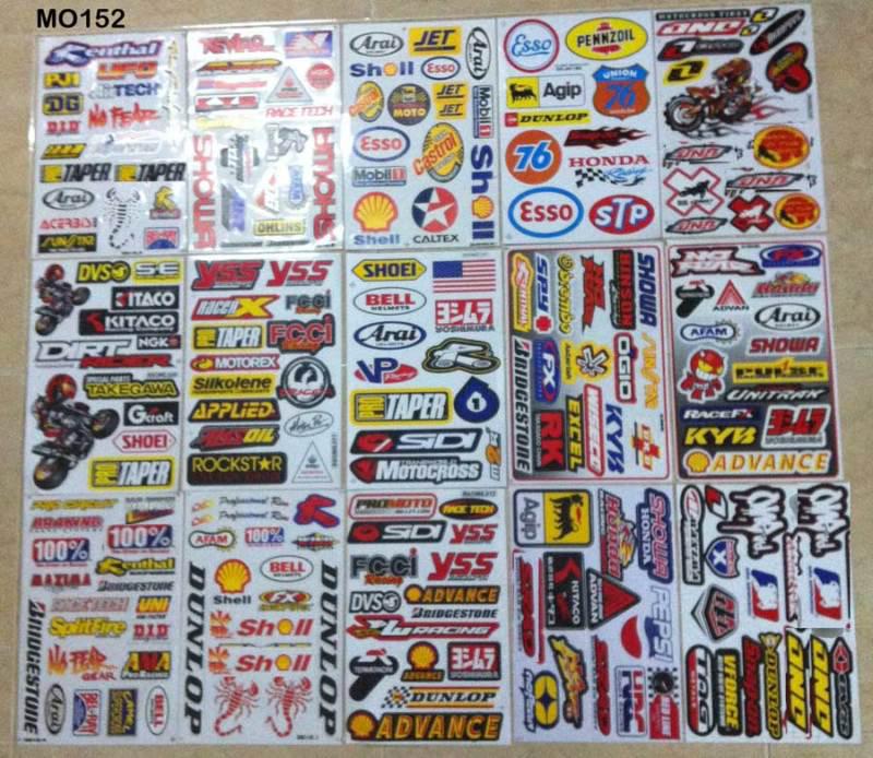 15 sheets assorted moto mx  atv sponsor sticker kit #mo151u3