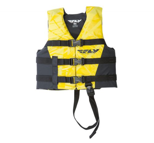Fly racing kids 2017 nylon watercraft life vest jacket (yllw/black) choose size