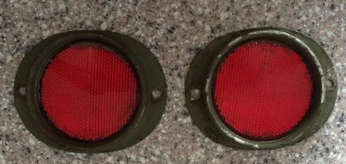 Set of two red stimsonite aga no. 12a reflectors* army green* vintage jeep truck