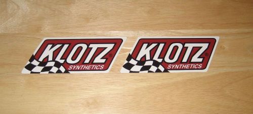 2 klotz synthetics 6&#034;x2.25&#034; sticker/decal new mint atv snowmobile oil lubricants