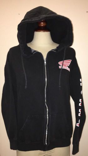 Honda racing black hoodie zip sweatshirt - motorcycle jon lauren sz l