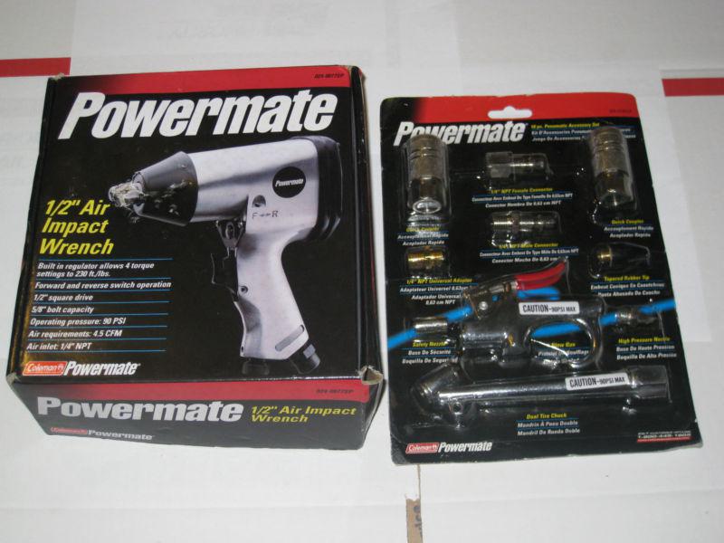 Coleman powermate  1/2" impact wrench and 10 pc pneumatic accesory set.