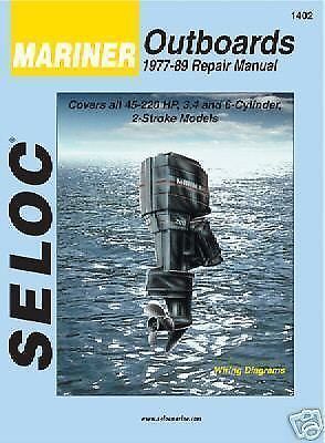 Seloc mariner outboard 1977-89, 45-220hp, 3-4 cyl., engine repair manual - 1402
