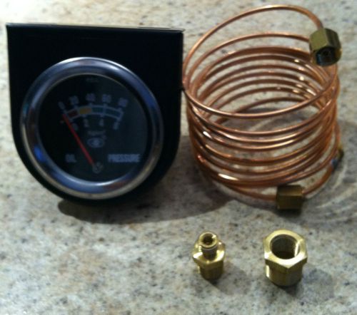 New oil gauge with  black  face w/ black bezal and copper oil line kit