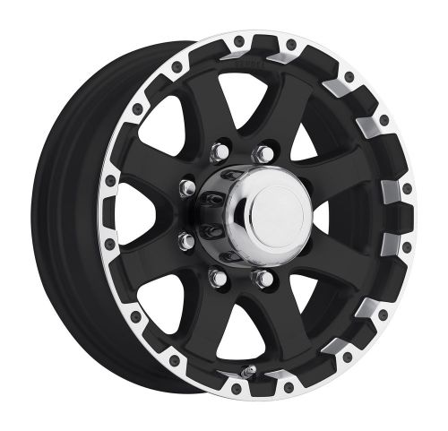 16x6 8/6.5 aluminum t08 trailer wheel - black with machined lip-wa6t81