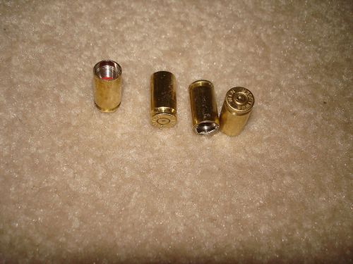 Set of 4 tire valve stem covers 9mm brass shells laquered &#034;l@@k&#034;
