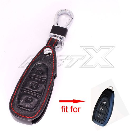 Leather case cover holder for ford fiesta c-max focus mendeo remote smart key