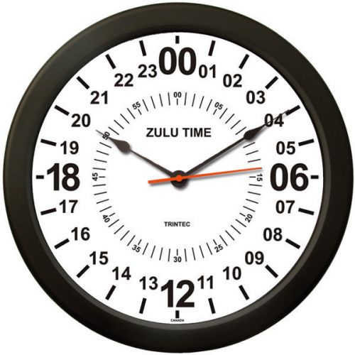 Trintec 14&#034; white military time 24 hour wall clock zulu time ham radio swl new