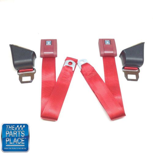 1967-72 gm a body standard retractable flame red seat belt - set