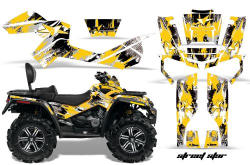 Can-am outlander max atv graphic kit 500/800 amr decal sticker part star yel