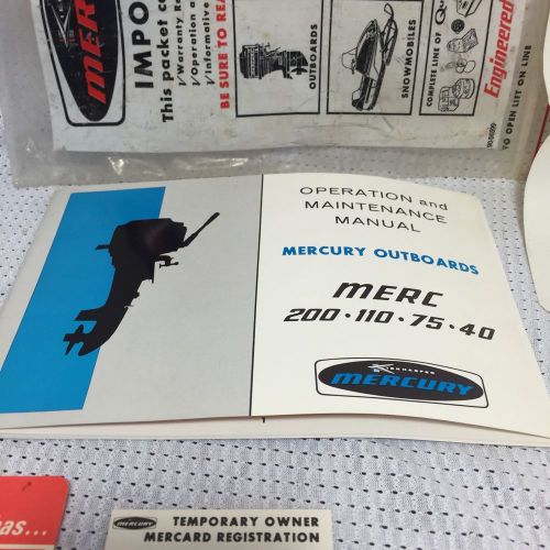 Vintage mercury outboard motor owners operators manual 1972 200 110 75 40 tags