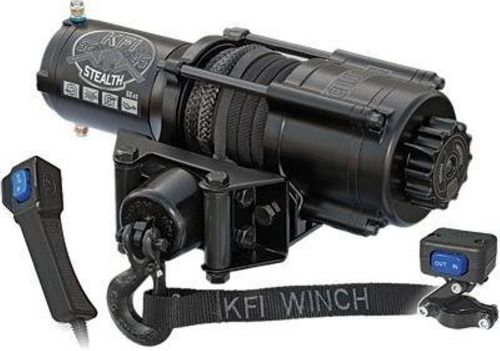 Kfi stealth 4500 lbs winch kit black out model atv utv synthetic rope