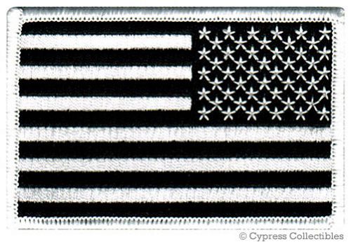 American flag iron-on biker patch usa embroidered us patriotic black left