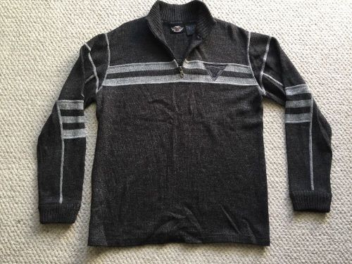 Harley-davidson dark gray 1/4zip sweater wool/cotton blend - medium