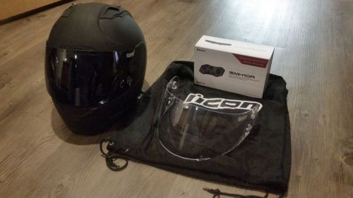 Icon alliance motorcycle helmet with sena smh10r bluetooth headset