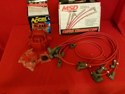 Chevy small block msd 31239 wire set accel corrected distribitor  cap#8141