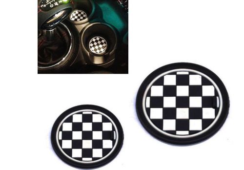 Front cup holders checkered pattern style coasters for mini cooper 78mm 2 pieces