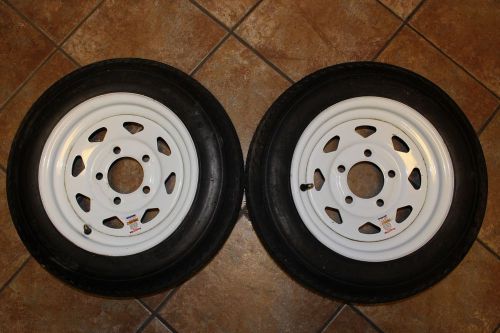 (2) two trailer tires 4.80-12 5 lug white rim