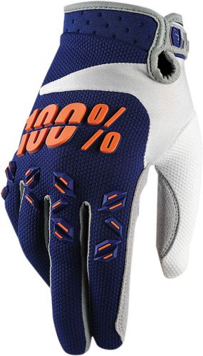 100% motorcycle riding glove youth airmatic blue/orange l / large 10004-015-06