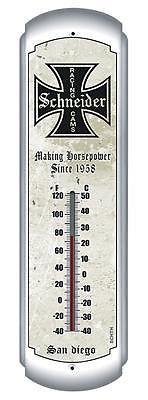 Thermometer white/black schneider racing cams logo rectangle 17.00" h 5.00" w