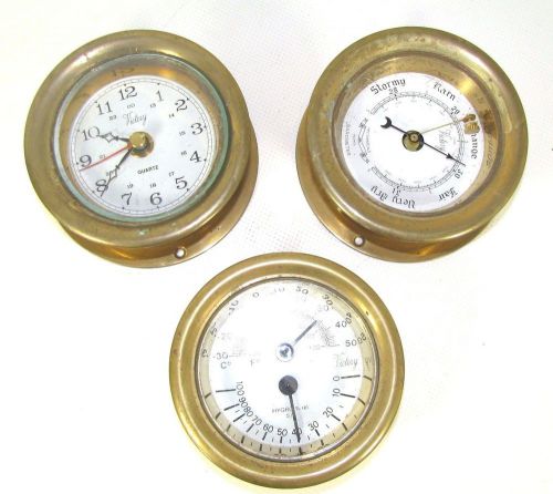 Set of victory brass clock barometer and comfort meter for parts