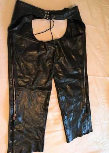 First gear black motorcycle leather chaps mens 3x fully lined