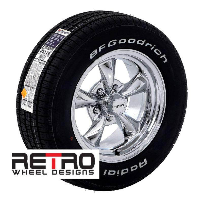 15x7" retro chrome wheels rims 225/60r15 bfg tires for chevy bel air 53-70