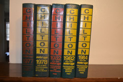 Lot of 5 chilton&#039;s automotive manuals 1970 through 1984 labor parts manual books