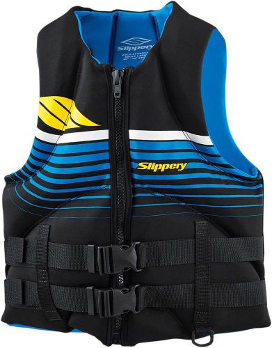New slippery surge mens neoprene life vest, black/blue, small/sm