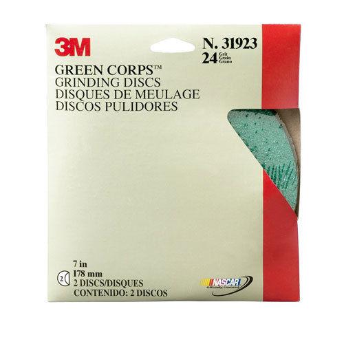 3m 7" 24 grit green corps sandpaper grinding discs 2 in a box 31923
