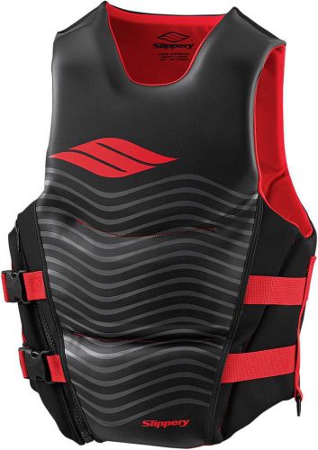 New slippery array mens side entry neoprene life vest, black/red, small/sm