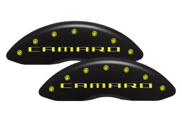 Mgp 14026-s-cam-ym chevy caliper covers full set yellow engraved camaro/camaro