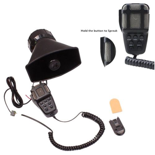 Betooll car siren speaker12v 80w 7 tone sound car siren vehicle horn with mic...