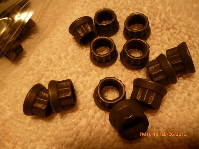 25 pieces 5/16" 12 point nuts. aircraft type, fine thread, locking