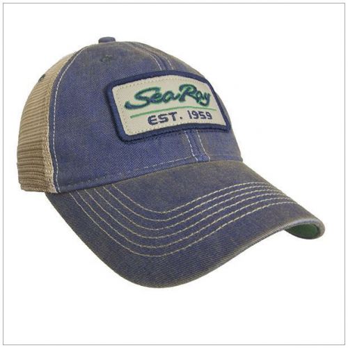 Searay boats 100% cotton/mesh back legacy cap hat - blue/tan